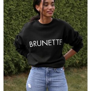 Brunette the Label "Brunette" Classic Crewneck Sweatshirt Black White XS/Small